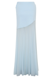 Portia Scuba And Mesh Maxi Skirt Pale Blue