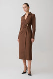 Mikaila Asymmetric Shirt Dress Dark Chocolate