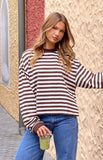 So Breezy Chocolate Stripe Long Sleeve Top