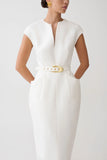Livia V Neck Linen Maxi Dress White