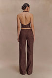 Logan Faux Suede Halter Top Dark Chocolate