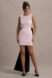 Peace Pink Black Satin Mini Dress With Drape Detail