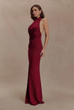Elma Lurex Knit Halter Maxi Dress Deep Red