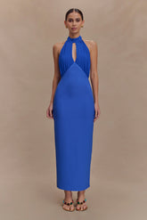 Mierah Halter Midi Dress Cobalt Blue