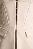 Unbeaten Cream Plunge Corset Waist Blazer