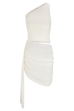 Cali Drape Skirt Knit Mini Dress Ivory