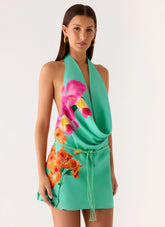 Halia Cowl Mini Dress Jungle Bloom