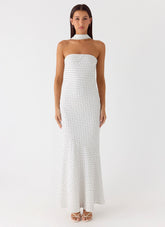 Under The Pagoda Maxi Dress White Polkadot