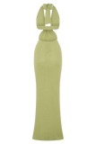 Theresea Halter Knit Maxi Dress Light Olive