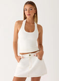 Julien Mid Rise Denim Mini Skirt Ivory