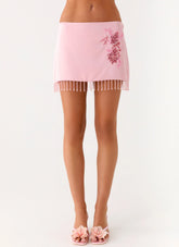 Heavenward Wrap Mini Skirt Pink