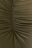 Premiere Olive Boat Neck Maxi Dress With Cape Sleeves And Open Back