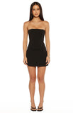 James Black Corset Crepe Mini Dress