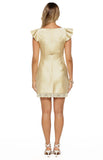 Dasha Yellow Satin Lace Trim Mini Dress