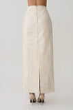 Thalia Croc Faux Leather Midi Skirt Ivory
