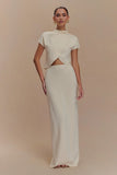 Eris Scuba Jersey Maxi Skirt Ivory
