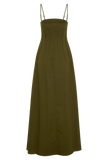 Sofie Pintuck Linen Maxi Dress Khaki