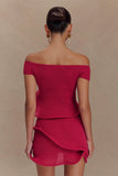 Haisley Knit Mini Skirt Raspberry