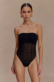 Aoife Strapless Mesh Bodysuit Black