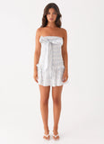 Izi Shirred Mini Dress Sweet Daydream Print
