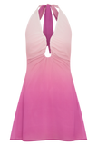 Malakhai Chiffon Halter Mini Dress Ombre Pink