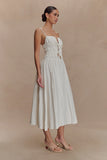 Elias Shirred Cotton Midi Dress White