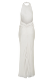 Rinna Satin Halter Maxi Dress Ivory