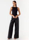 Samuel Low Rise Faux Leather Pants Black