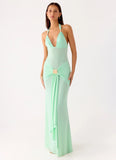 Miyah Halter Hardware Maxi Dress Mint Blue