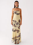 Under The Pagoda Maxi Dress Buttercream Leaf Print