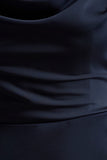 Gia Navy Satin Cowl Neck Maxi Dress
