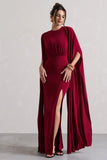 Ilaria Berry Cape Sleeve Split Maxi Dress
