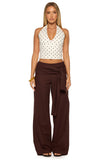 Kady Brown Linen Tie Wide Leg Pants