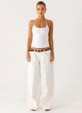 Johnny Low Rise Wide Leg Denim Jeans White