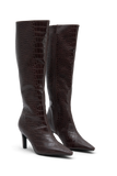 Sarah Faux Leather Crocodile Boot Chocolate