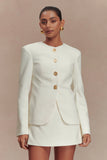 Asia Mixed Button Blazer Ivory