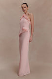 Melissa Chiffon Flower Maxi Dress Baby Pink