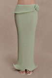 Samira Knit Wired Maxi Skirt Pastel Green