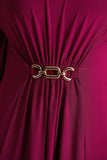 Olessia Burgundy Belted Gathered Cape Sleeve Maxi Dress