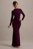 Reid Plum Long Sleeve Gathered Maxi Dress