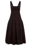 Natascha Drop Waist Cotton Midi Dress Chocolate