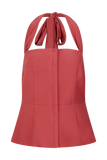 Kallie Linen Peplum Halter Top Burnt Rose