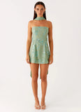 Kiesha Strapless Scarf Mini Dress Mint