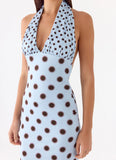 Awuku Midi Dress Blue Mocha Dot