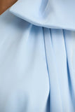 Celestia Powder Blue Satin Asymmetric Neck Midi Dress With Cape Detail