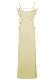 Rosalie Floral Chiffon Maxi Dress Pastel Lemon