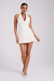 Antoinette Pleated Mini Dress Ivory