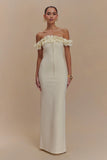Nova Ruffle Off Shoulder Maxi Dress Ivory