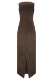 Liam Faux Suede Maxi Dress Dark Chocolate