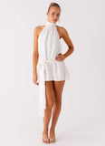 Diablo Backless Mini Dress White